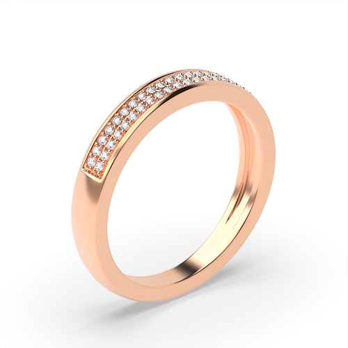 Channel Setting Round Rose Gold 2 rows Eternity Diamond Rings