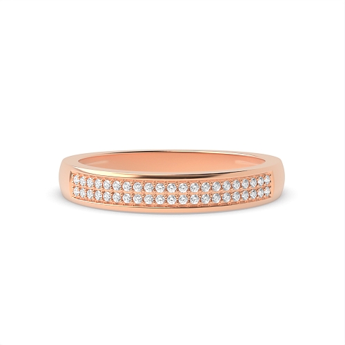 Channel Setting Round Rose Gold 2 rows Eternity Diamond Rings