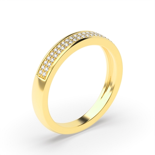 Channel Setting Round Yellow Gold 2 rows Eternity Diamond Rings