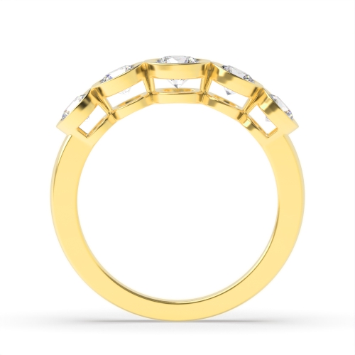 Bezel Setting Round Yellow Gold Five Stone Diamond Ring