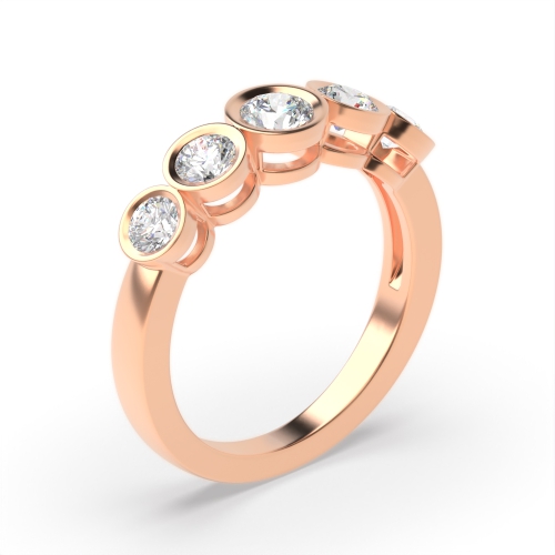 Bezel Setting Round Rose Gold Stackable Diamond Rings
