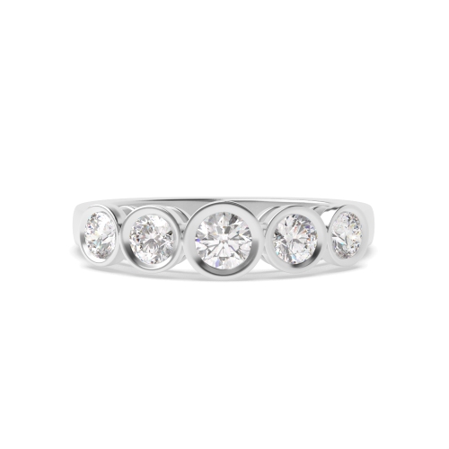 Bezel Setting Round stackable Five Stone Diamond Ring