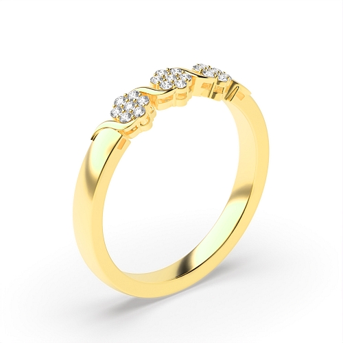 4 Prong Round Yellow Gold Wave Engagement Rings