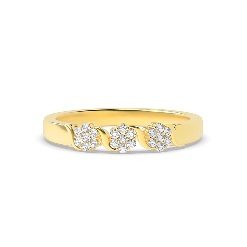 4 Prong Round Yellow Gold Wave Engagement Rings