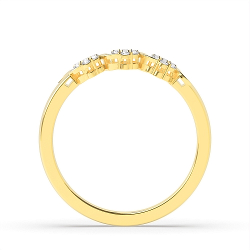 4 Prong Round Yellow Gold Wave Engagement Rings
