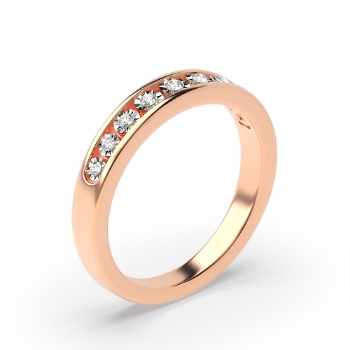 Channel Setting Round Rose Gold set Illusion Set Engagement Rings