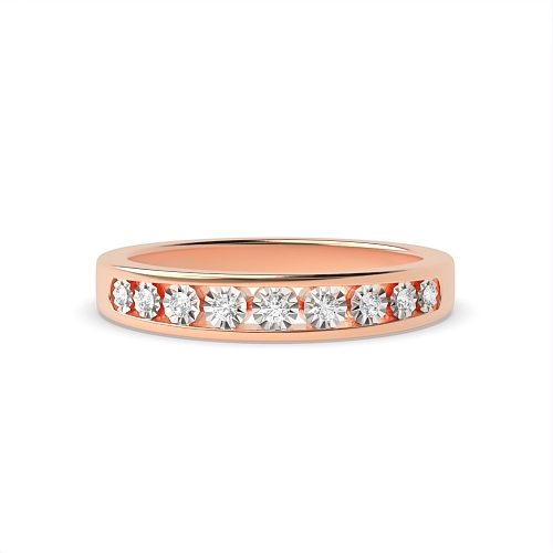 Channel Setting Round Rose Gold set Illusion Set Engagement Rings