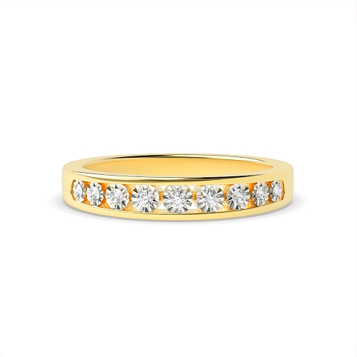 Channel Setting Round Yellow Gold set Illusion Set Engagement Rings