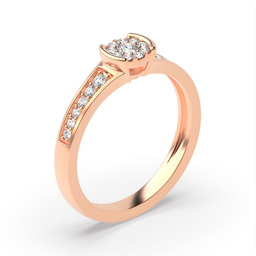 4 Prong Round Rose Gold Halfway orbit Engagement Rings