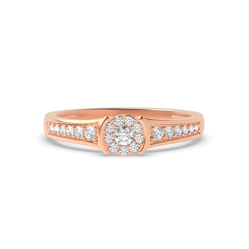 4 Prong Round Rose Gold Halfway orbit Engagement Rings