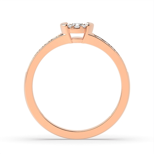 4 Prong Round Rose Gold Halfway orbit Engagement Rings