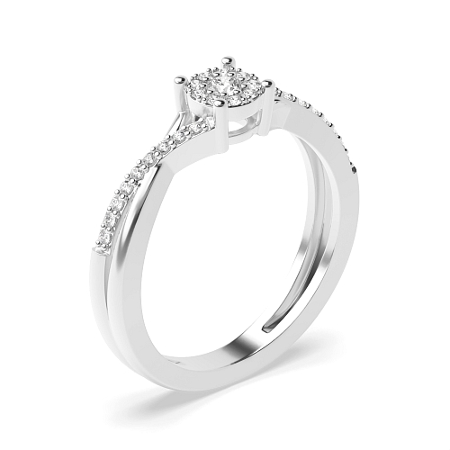 4 Prong Round Cross shoulder cluster Black Cluster Engagement Rings