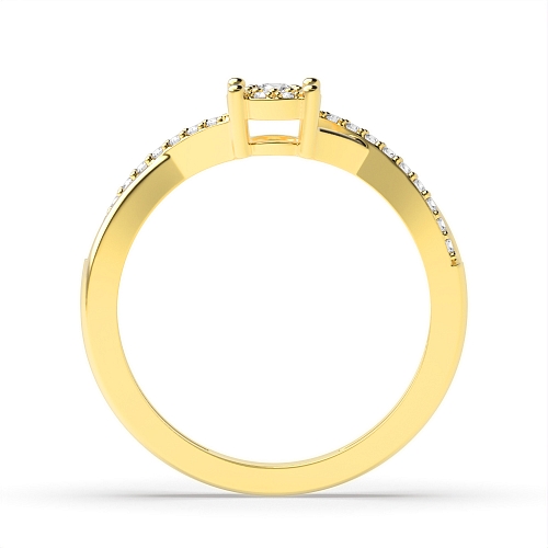 4 Prong Round Yellow Gold Cross shoulder cluster Cluster Engagement Rings