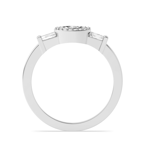 Channel Setting Round/Baguette Silver plate Illusion Set Engagement Rings