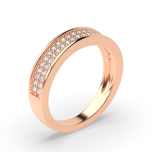 Pave Setting Round Rose Gold Spectrum Eternity Engagement Rings