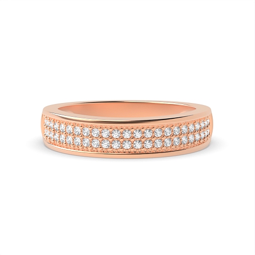 Pave Setting Round Rose Gold Spectrum Eternity Engagement Rings