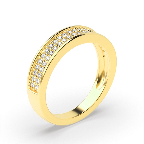 Pave Setting Round Yellow Gold Spectrum Eternity Engagement Rings