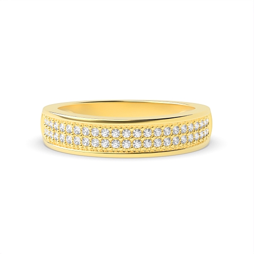 Pave Setting Round Yellow Gold Spectrum Eternity Engagement Rings