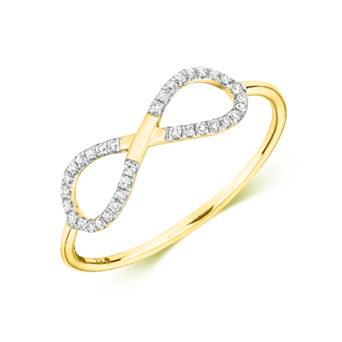 4 Prong Round Yellow Gold Infinity Cluster Engagement Rings