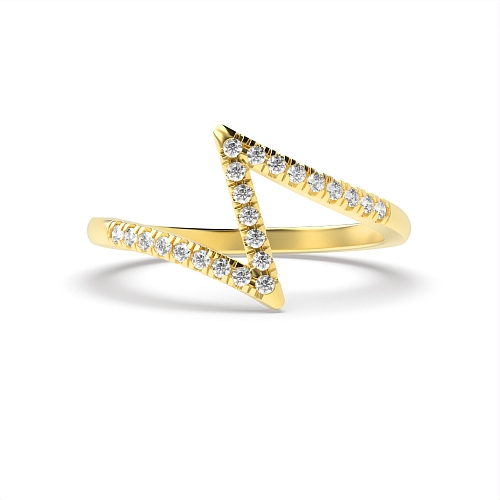 4 Prong Round Yellow Gold Zig zak Engagement Rings