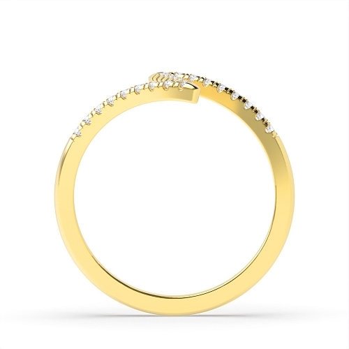 4 Prong Round Yellow Gold Zig zak Engagement Rings
