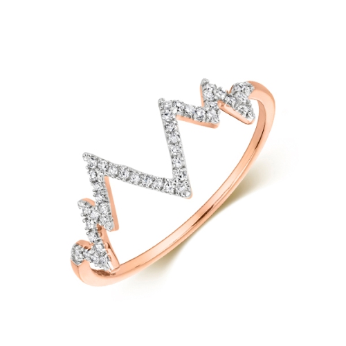 prong setting round shape heartbeat style cluster ring 