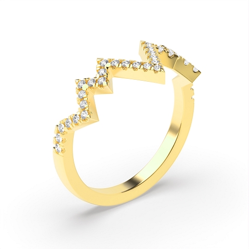 4 Prong Round Yellow Gold Heartbeat style Engagement Rings
