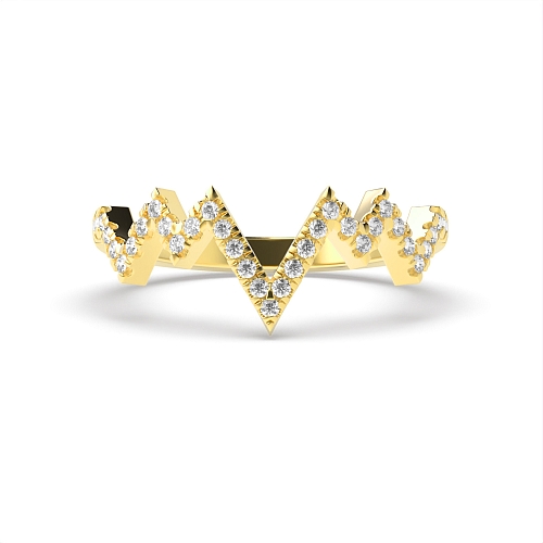 4 Prong Round Yellow Gold Heartbeat style Engagement Rings