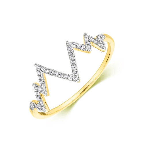 4 Prong Round Yellow Gold Heartbeat style Cluster Engagement Rings