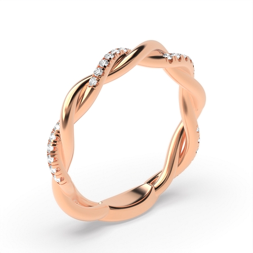 4 Prong Round Rose Gold Twisted crossover Unusual Wedding Diamond Rings