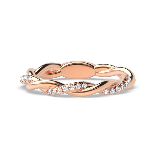 4 Prong Round Rose Gold Twisted crossover Unusual Wedding Diamond Rings