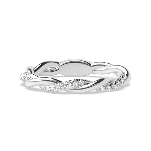 4 Prong Round Twisted crossover Full Eternity Wedding Band