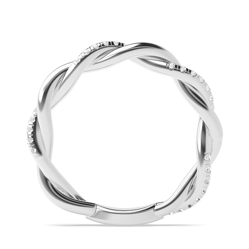 4 Prong Round Twisted crossover Full Eternity Wedding Band