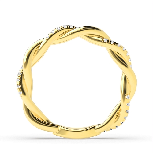 4 Prong Round Yellow Gold Twisted crossover Diamond Rings