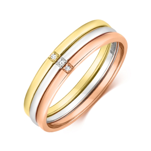 4 Prong Round Rose Gold Lux Band Diamond Rings