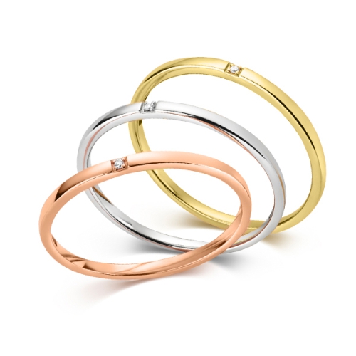 4 Prong Round Rose Gold Lux Band Diamond Rings
