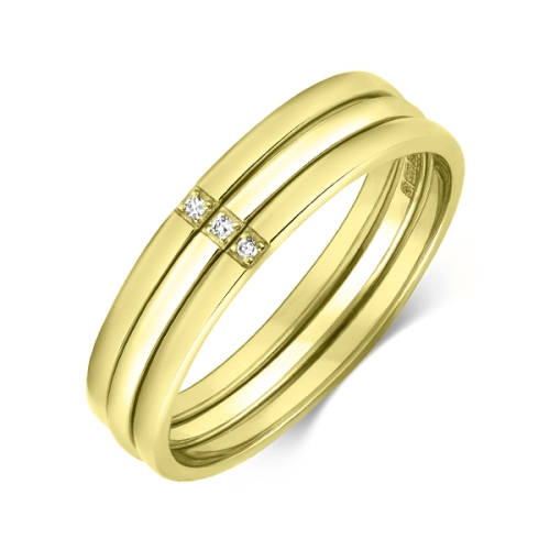4 Prong Round Yellow Gold Lux Band Diamond Rings