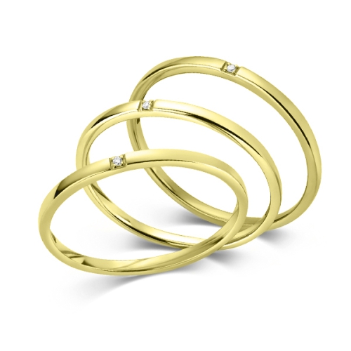 4 Prong Round Yellow Gold Lux Band Diamond Rings