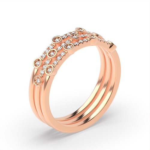 4 Prong Round Rose Gold Three tone bubble Unusual Eternity Engagement Rings