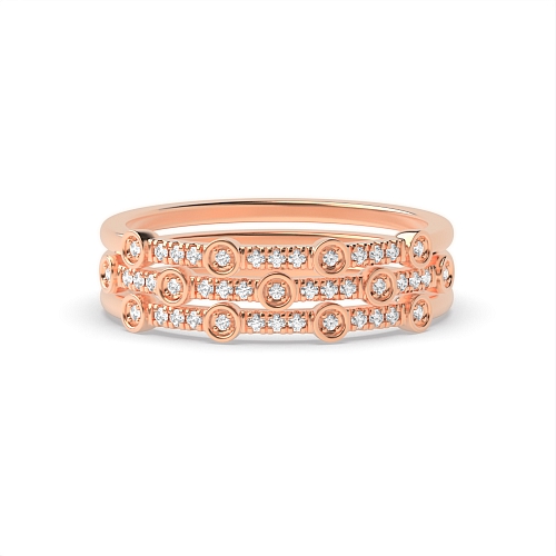 4 Prong Round Rose Gold Three tone bubble Unusual Eternity Engagement Rings