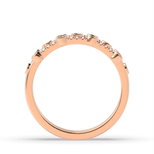 4 Prong Round Rose Gold Three tone bubble Unusual Eternity Engagement Rings