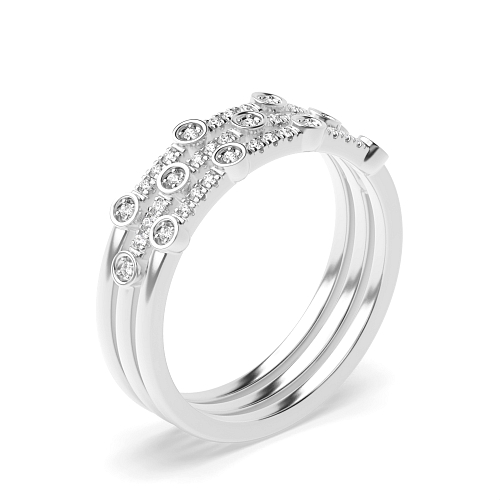 4 Prong Round Three tone bubble Eternity Engagement Rings