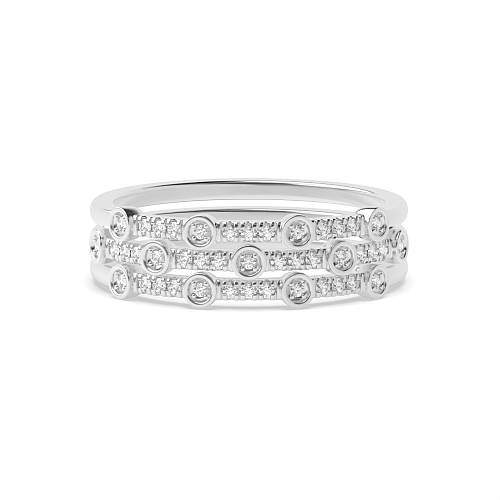 4 Prong Round Three tone bubble Eternity Engagement Rings