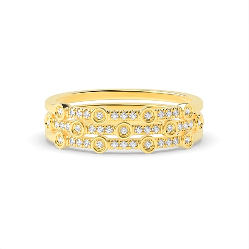 4 Prong Round Yellow Gold Three tone bubble Eternity Engagement Rings
