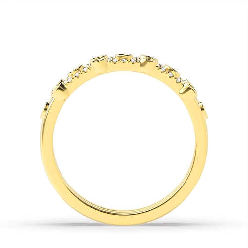 4 Prong Round Yellow Gold Three tone bubble Eternity Engagement Rings