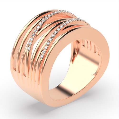 4 Prong Round Rose Gold Three tone criss Eternity Engagement Rings