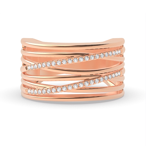 4 Prong Round Rose Gold Three tone criss Eternity Engagement Rings