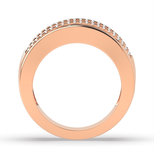 4 Prong Round Rose Gold Three tone criss Eternity Engagement Rings