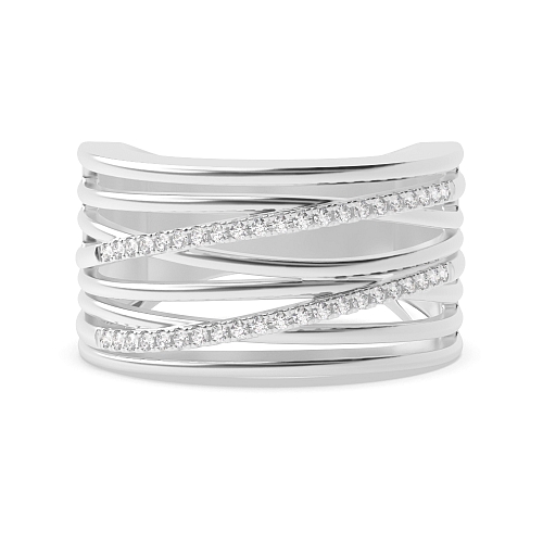 4 Prong Round Three tone criss Naturally Mined Diamond Eternity Engagement Rings