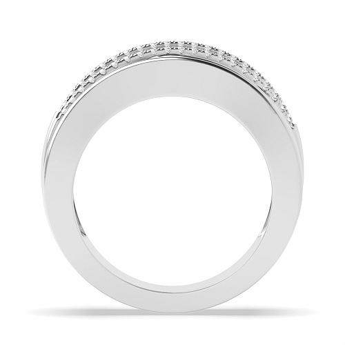 4 Prong Round Three tone criss Naturally Mined Diamond Eternity Engagement Rings